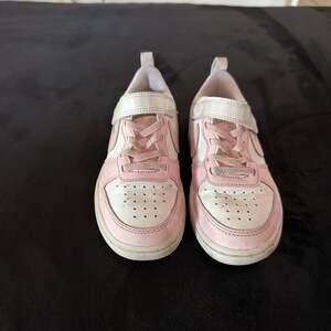 Nike Court Borough Low 2 Kids Sneakers Pink White Hook & Loop Trainers